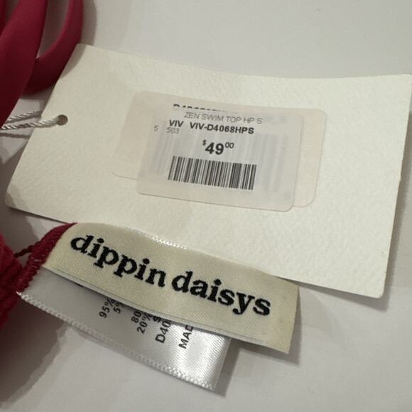 Dipping Daisys Red Coral Bikini Top Size Small NWT Padding - Picture 4 of 9